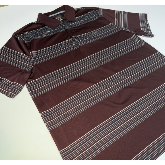 Greg Norman Polo Shirt Mens L Brown Tasso Elba Play Dry Performance Golf - Picture 1 of 11